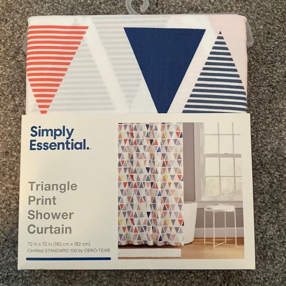 Simply Essential Triangle Print Shower Curtain Standard NEW